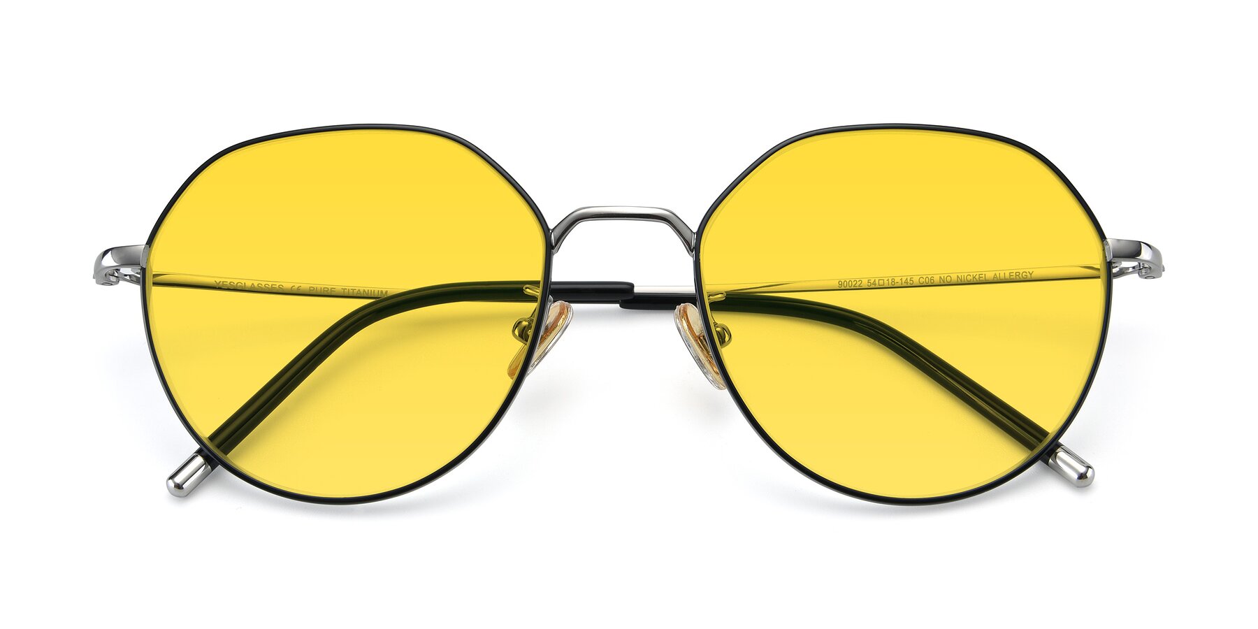 Folded Front of 90022 in Black-Silver with Yellow Tinted Lenses
