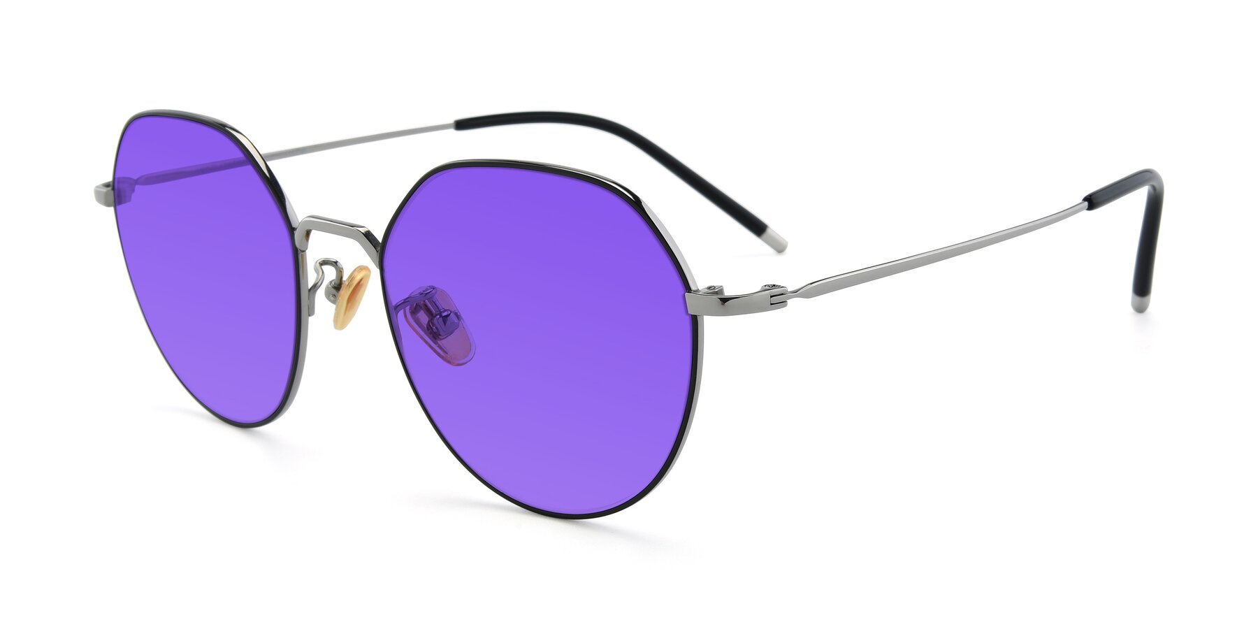 Angle of 90022 in Black-Silver with Purple Tinted Lenses