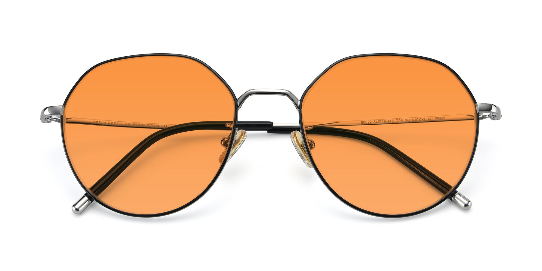 Folded Front of 90022 in Black-Silver with Orange Tinted Lenses