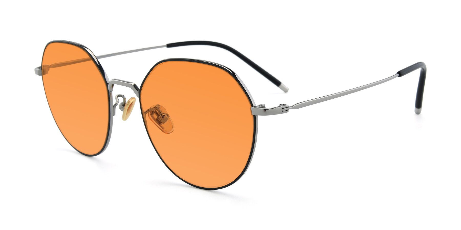 Angle of 90022 in Black-Silver with Orange Tinted Lenses