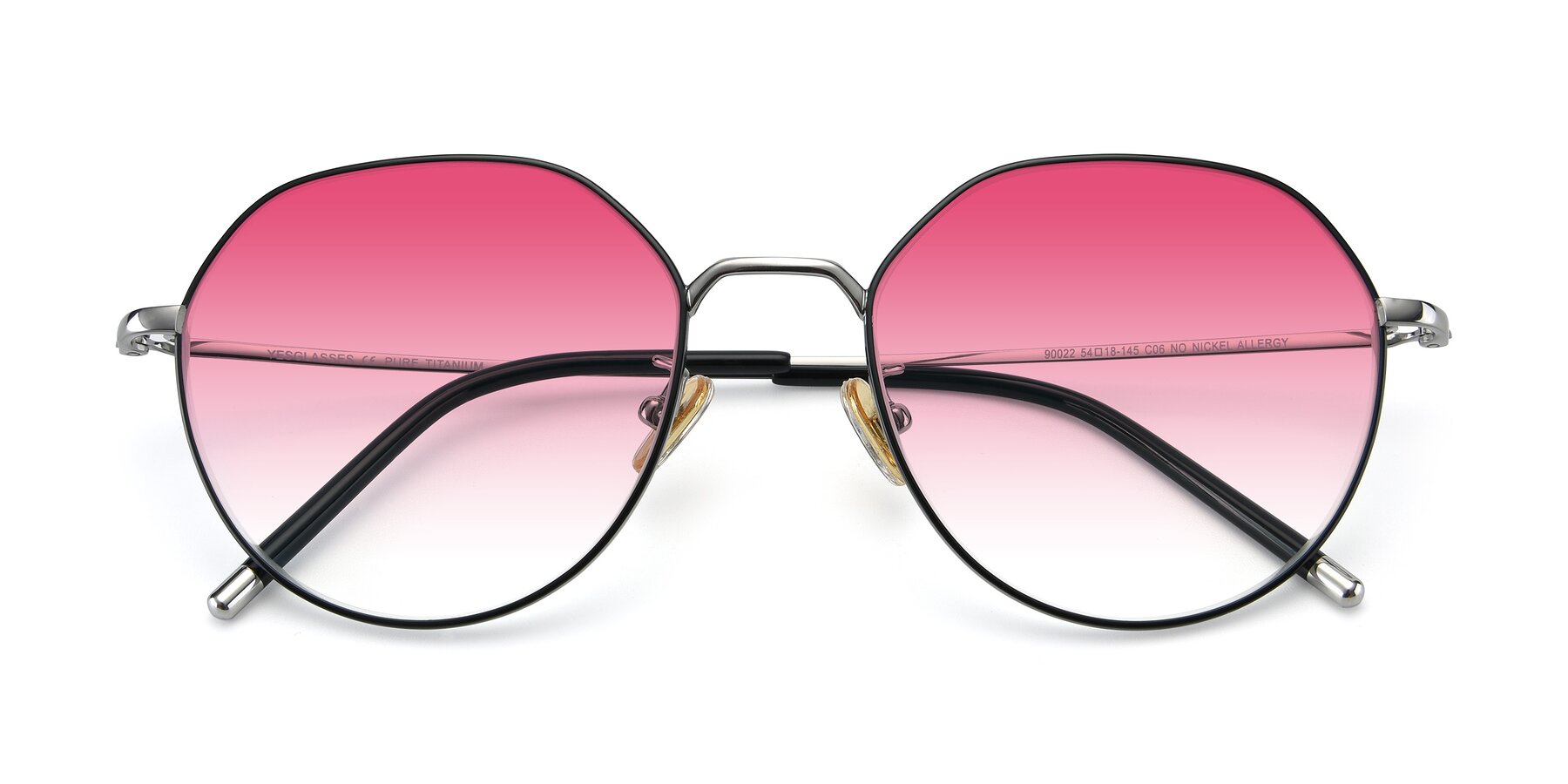 Folded Front of 90022 in Black-Silver with Pink Gradient Lenses