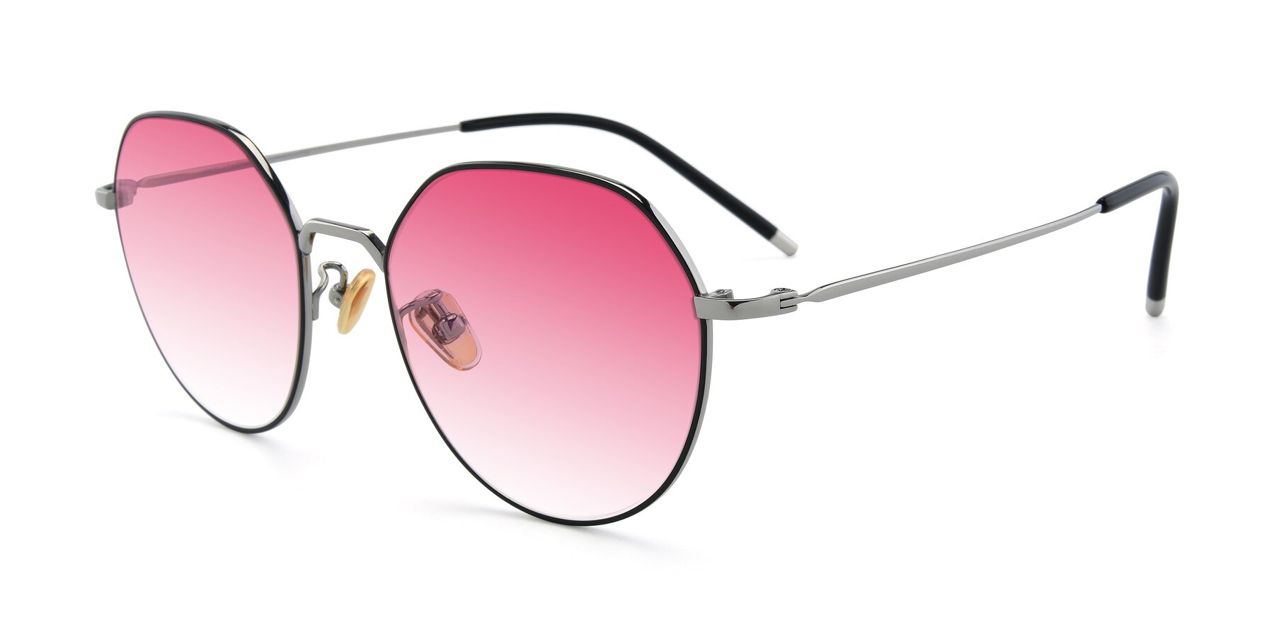 Angle of 90022 in Black-Silver with Pink Gradient Lenses