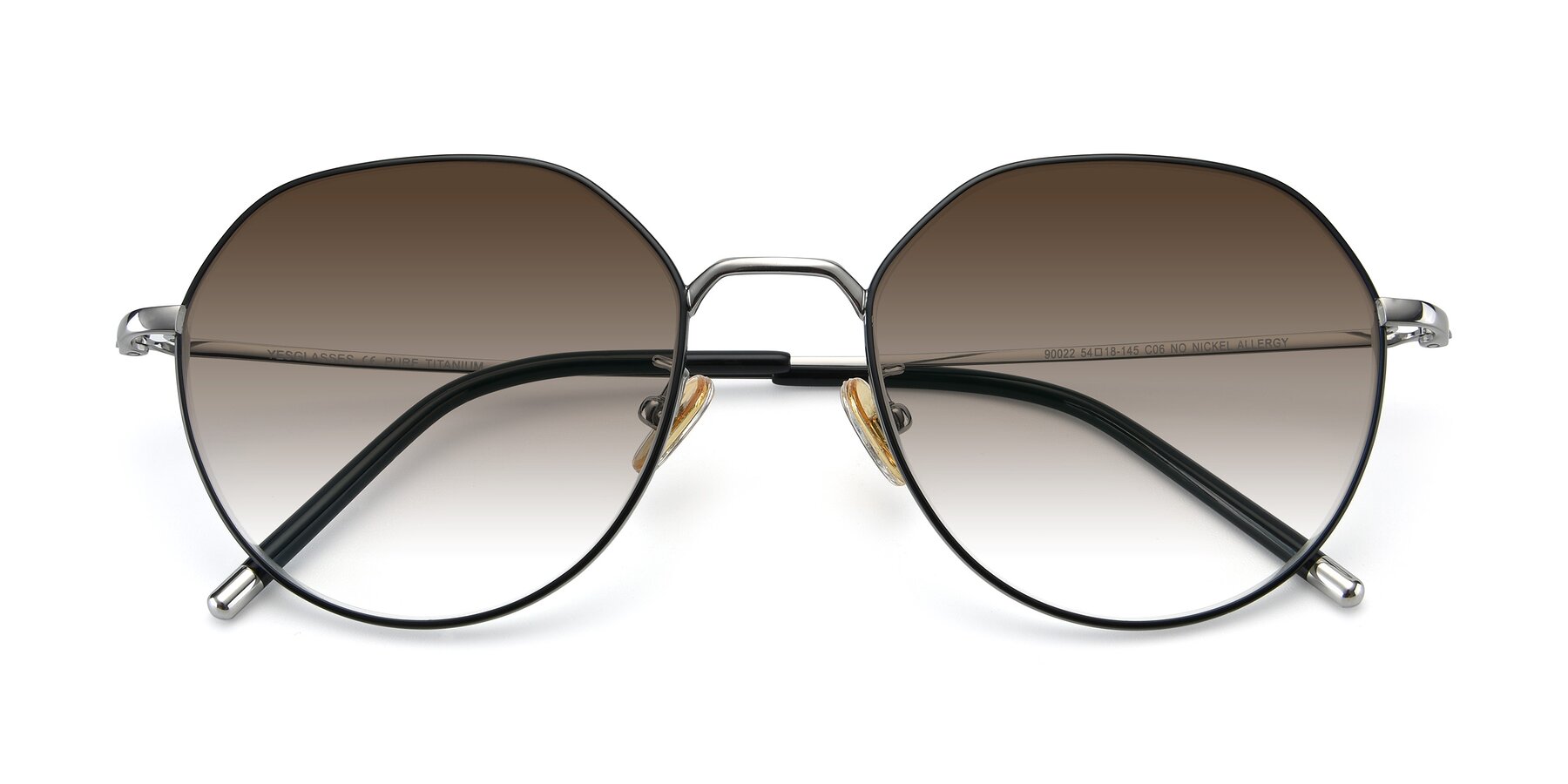 Folded Front of 90022 in Black-Silver with Brown Gradient Lenses