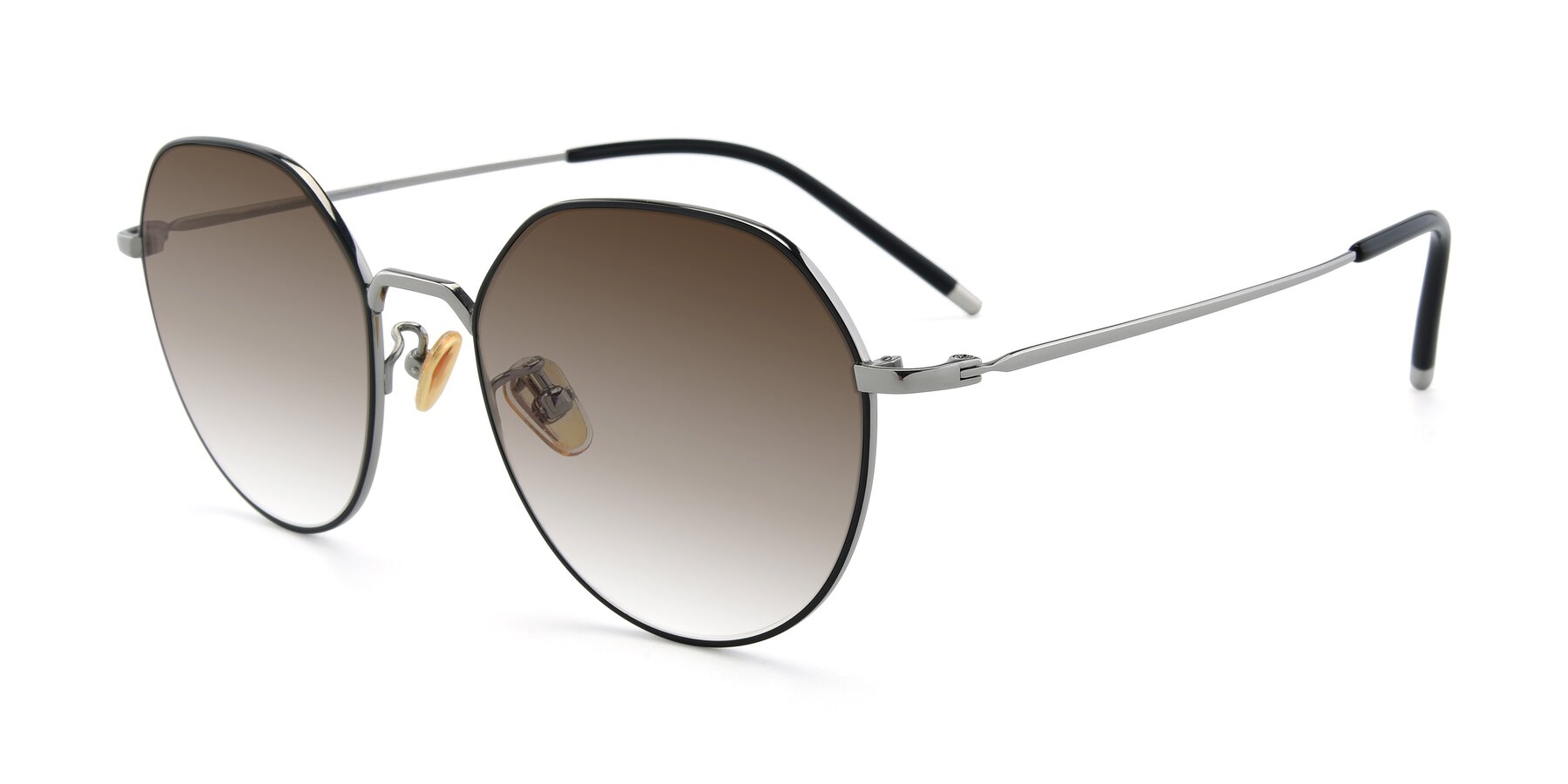 Angle of 90022 in Black-Silver with Brown Gradient Lenses