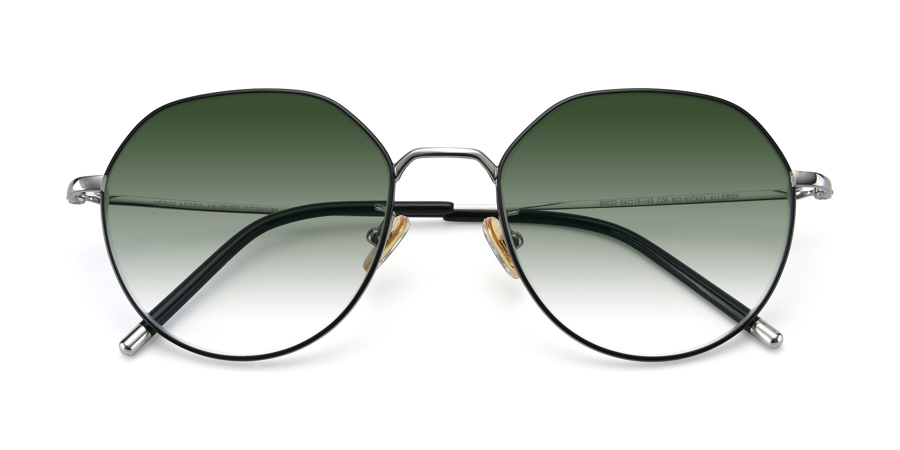 Folded Front of 90022 in Black-Silver with Green Gradient Lenses