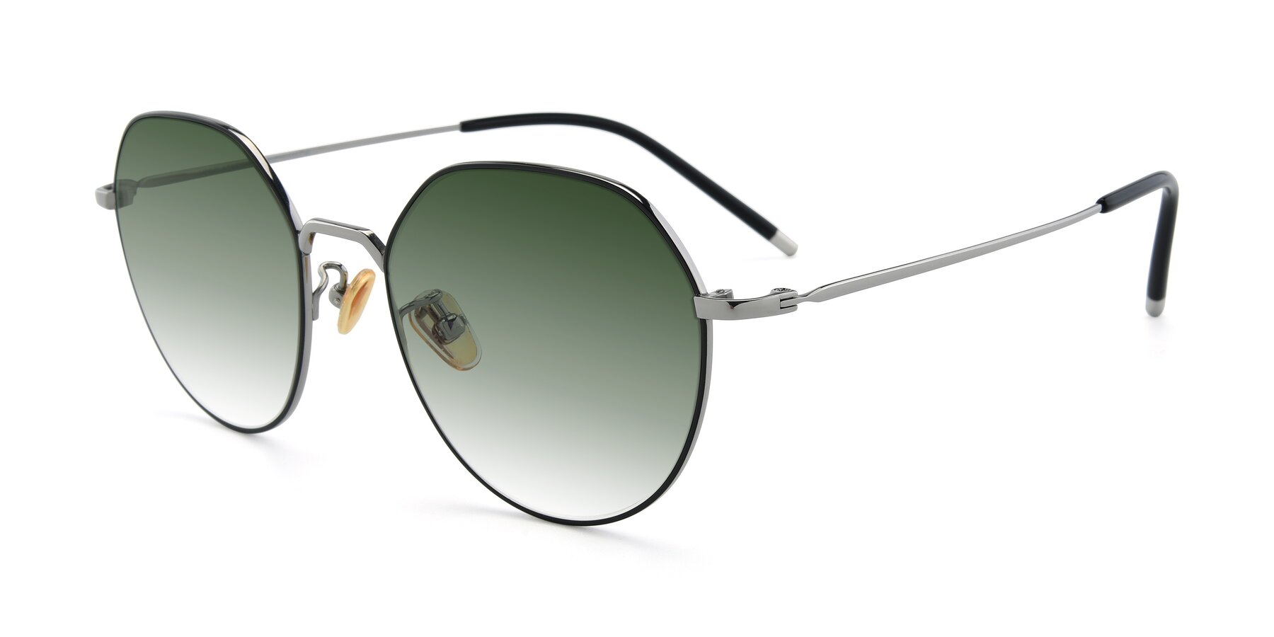 Angle of 90022 in Black-Silver with Green Gradient Lenses