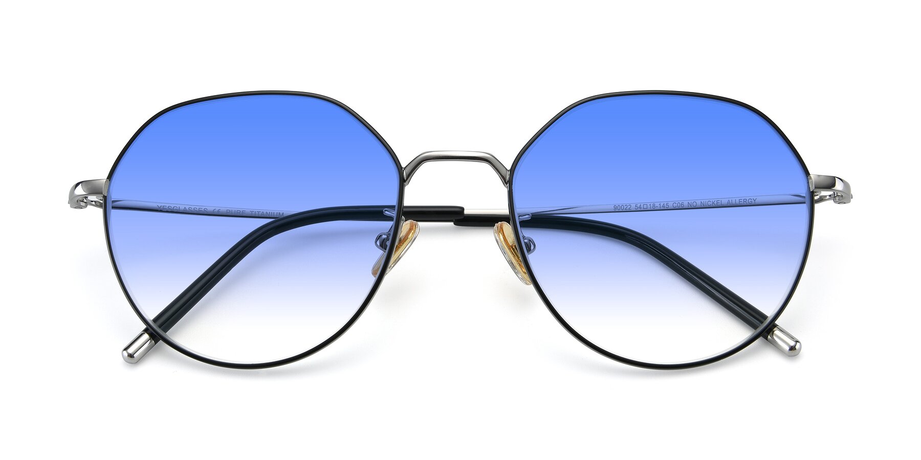 Folded Front of 90022 in Black-Silver with Blue Gradient Lenses