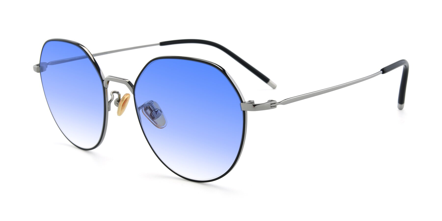 Angle of 90022 in Black-Silver with Blue Gradient Lenses