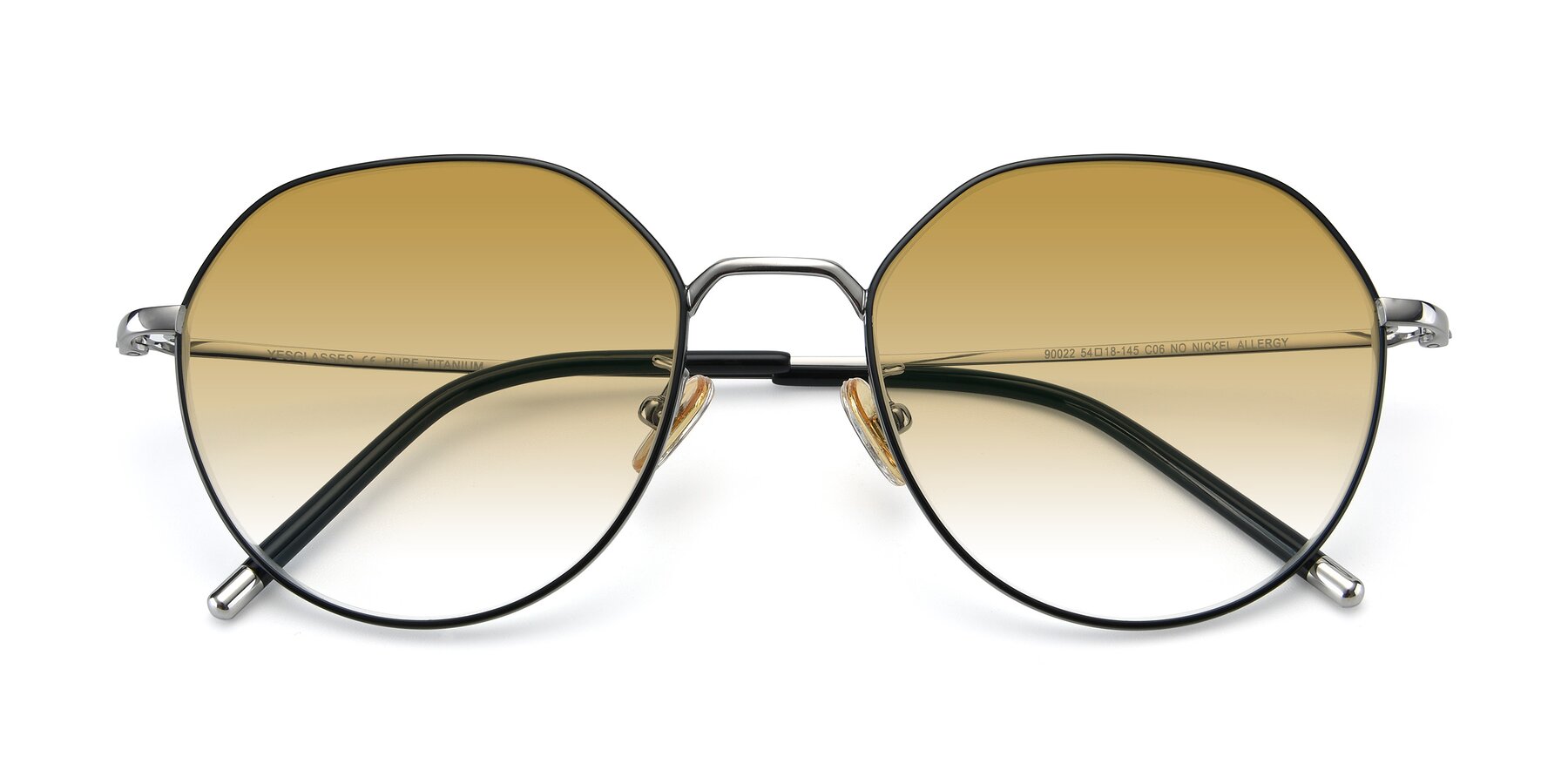 Folded Front of 90022 in Black-Silver with Champagne Gradient Lenses