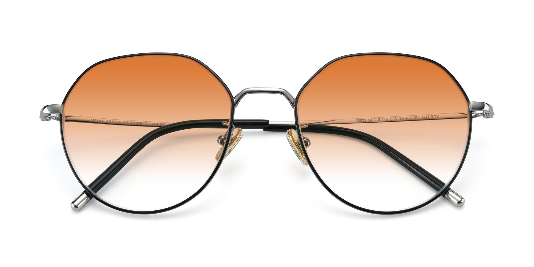Folded Front of 90022 in Black-Silver with Orange Gradient Lenses