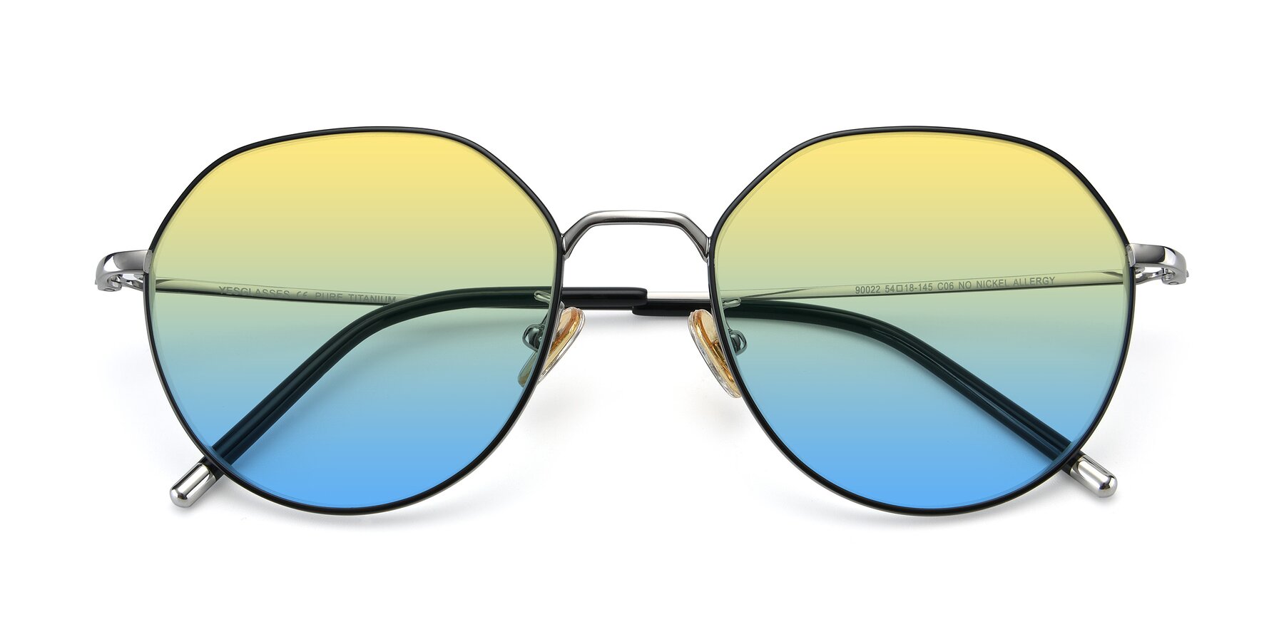 Folded Front of 90022 in Black-Silver with Yellow / Blue Gradient Lenses