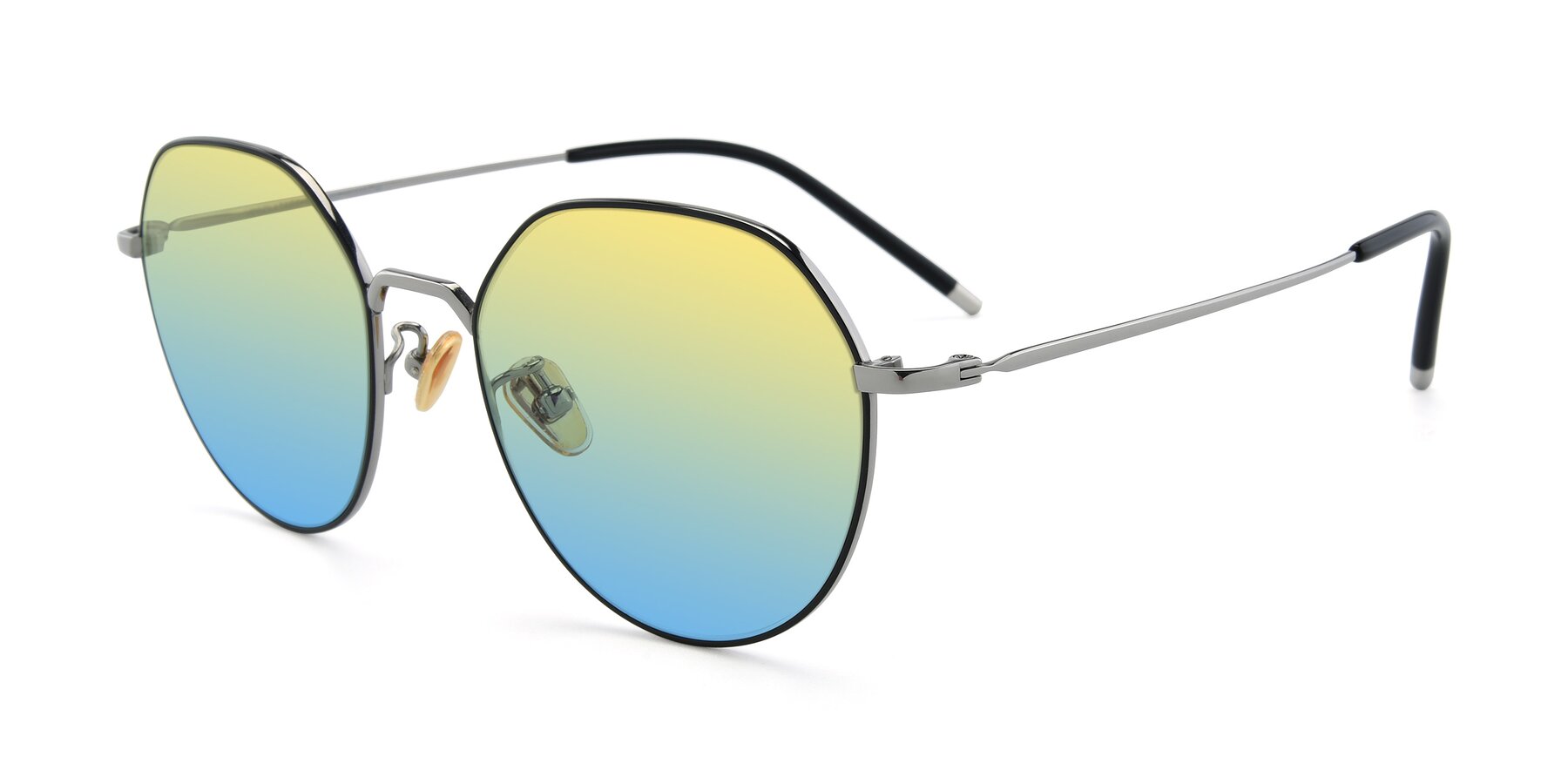 Angle of 90022 in Black-Silver with Yellow / Blue Gradient Lenses
