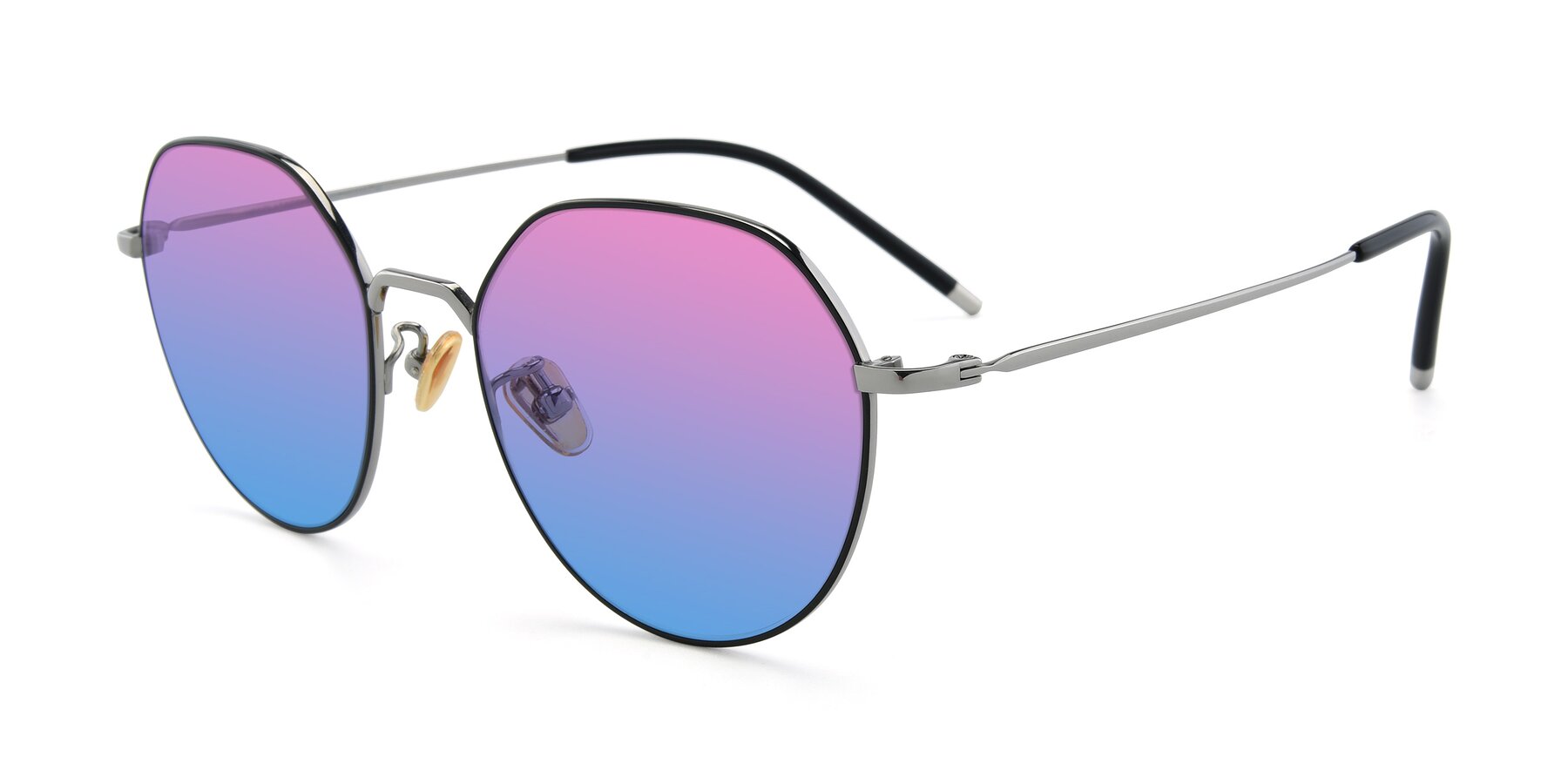 Angle of 90022 in Black-Silver with Pink / Blue Gradient Lenses