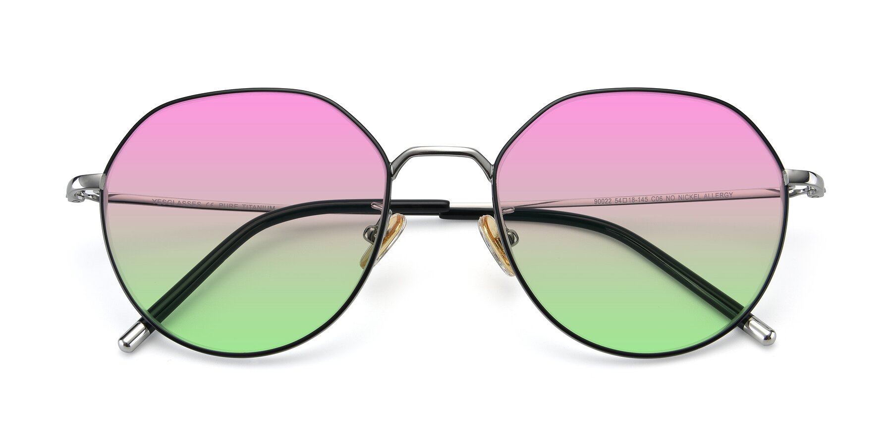 Folded Front of 90022 in Black-Silver with Pink / Green Gradient Lenses