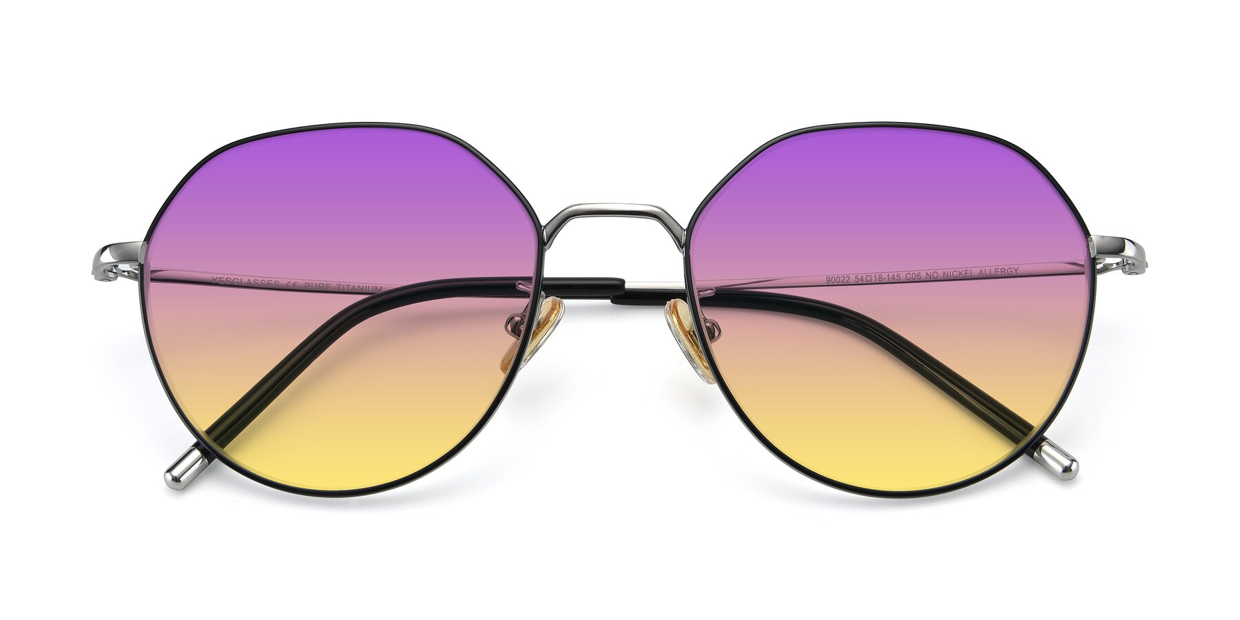 Folded Front of 90022 in Black-Silver with Purple / Yellow Gradient Lenses