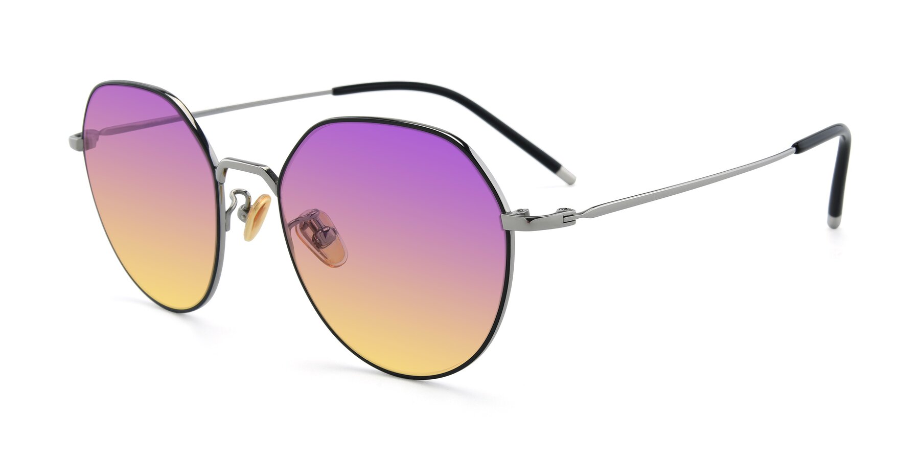 Angle of 90022 in Black-Silver with Purple / Yellow Gradient Lenses