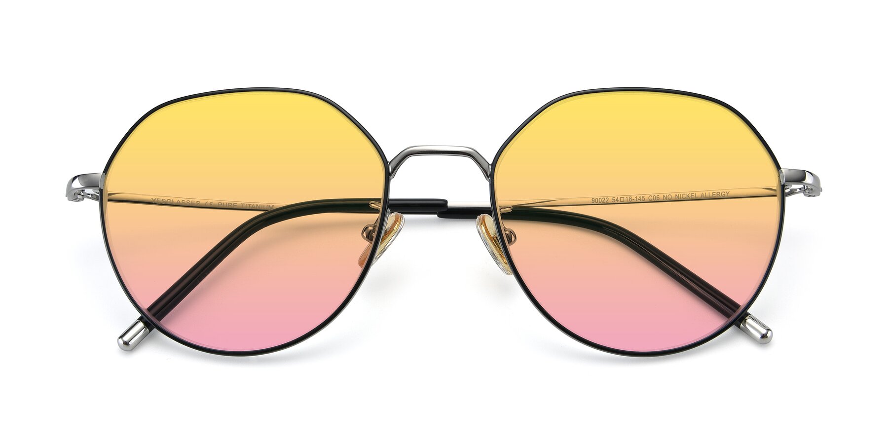Folded Front of 90022 in Black-Silver with Yellow / Pink Gradient Lenses