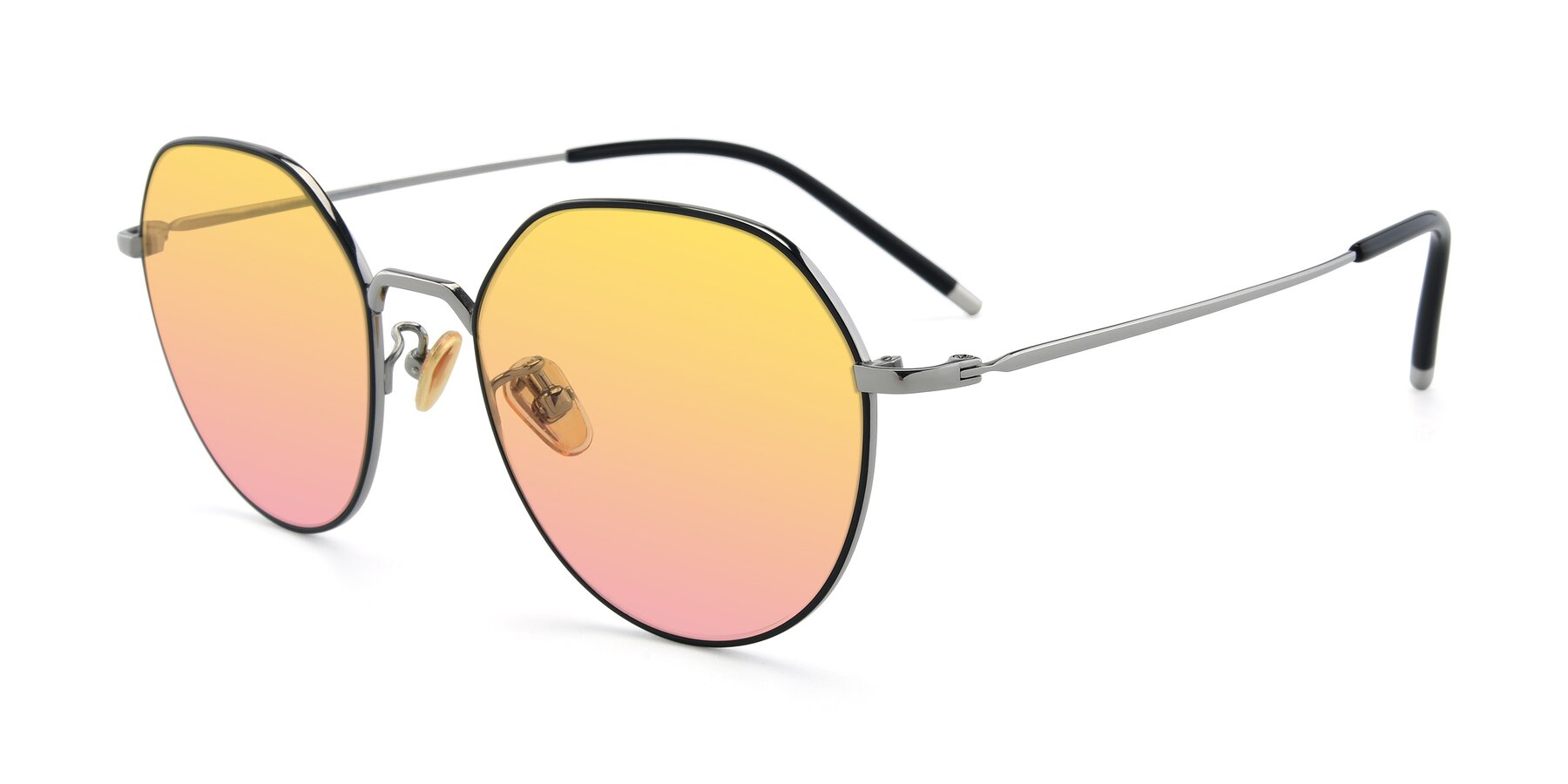 Angle of 90022 in Black-Silver with Yellow / Pink Gradient Lenses