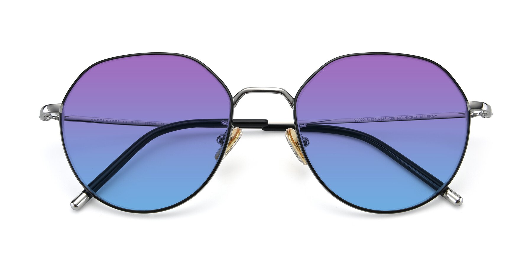 Folded Front of 90022 in Black-Silver with Purple / Blue Gradient Lenses