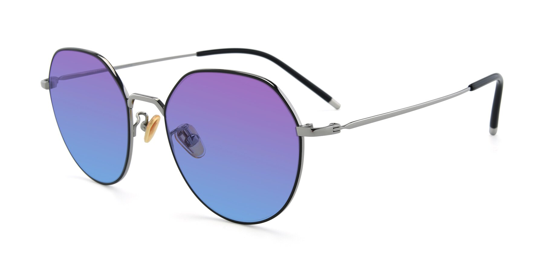 Angle of 90022 in Black-Silver with Purple / Blue Gradient Lenses