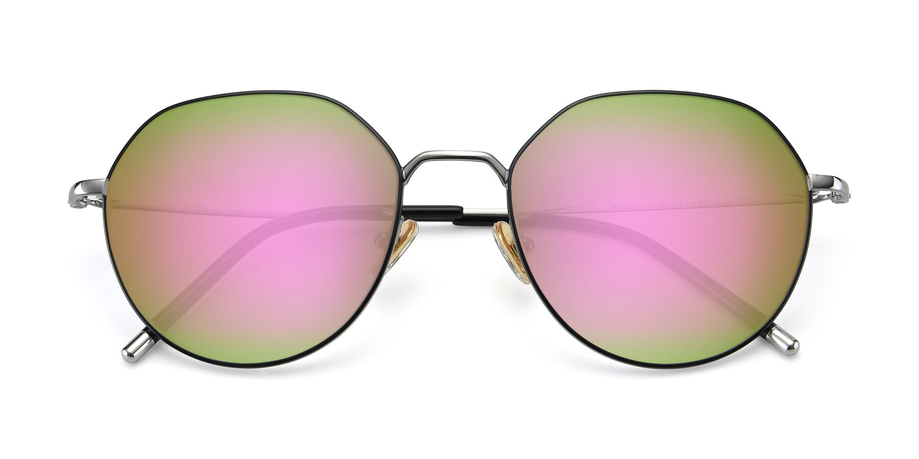 Folded Front of 90022 in Black-Silver with Pink Mirrored Lenses