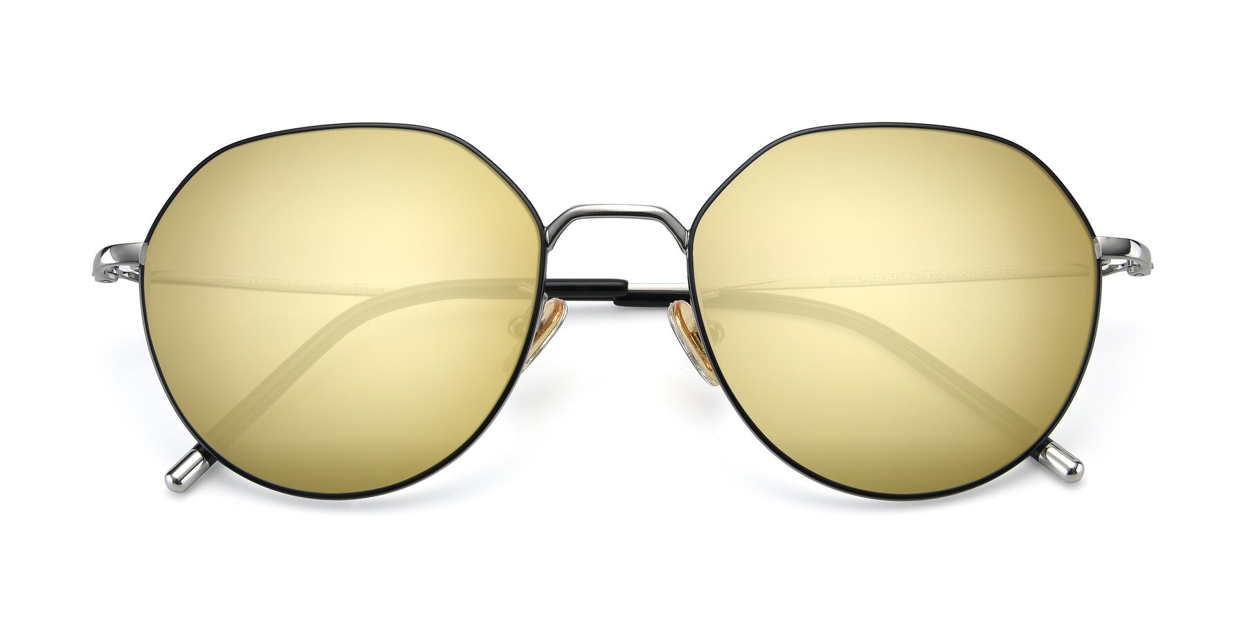 Folded Front of 90022 in Black-Silver with Gold Mirrored Lenses