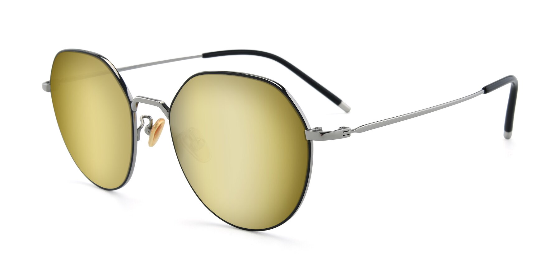 Angle of 90022 in Black-Silver with Gold Mirrored Lenses