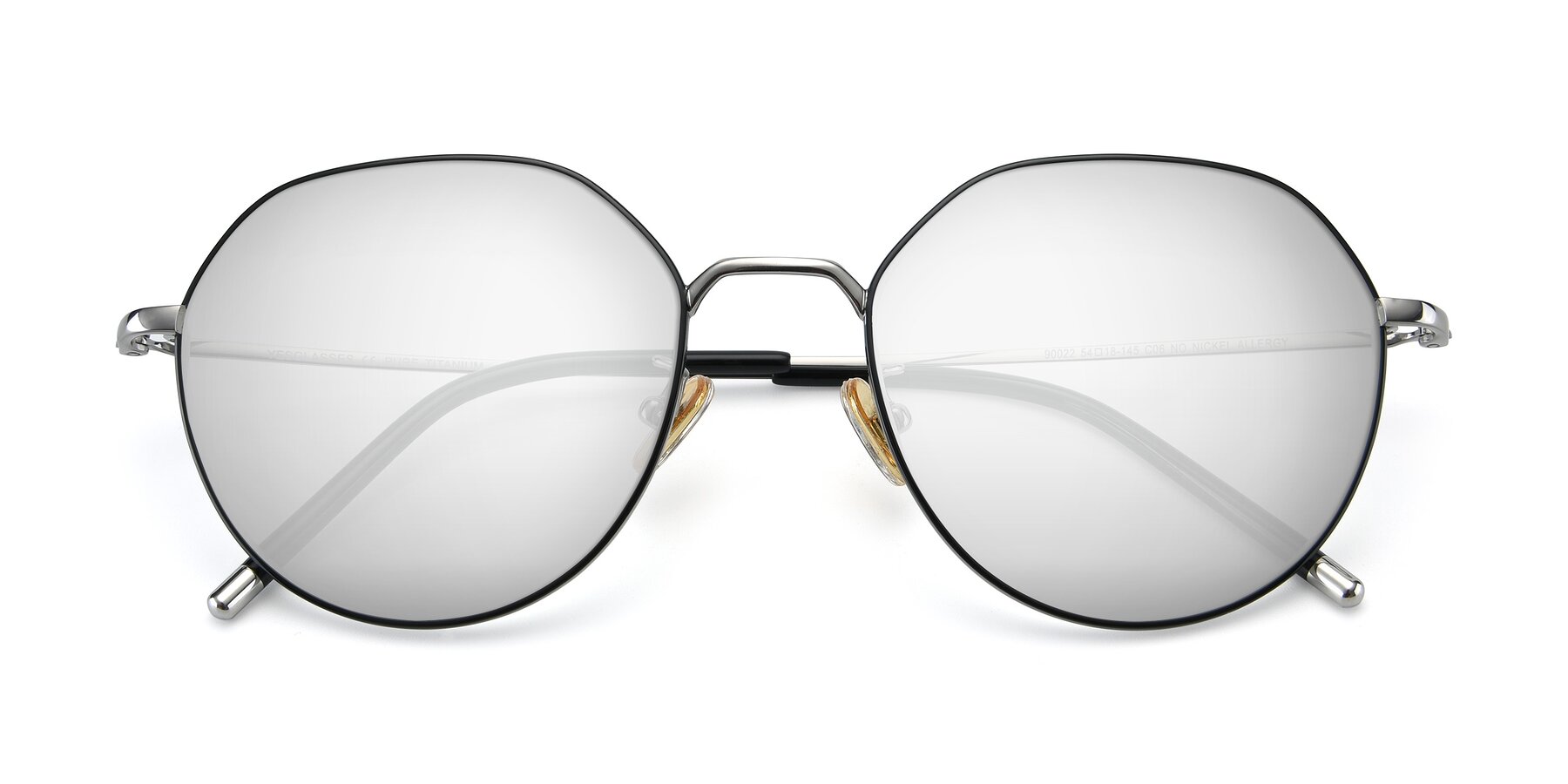 Folded Front of 90022 in Black-Silver with Silver Mirrored Lenses