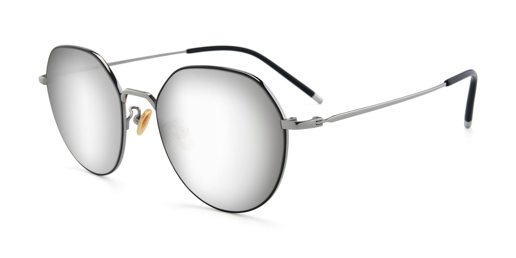 Angle of 90022 in Black-Silver with Silver Mirrored Lenses