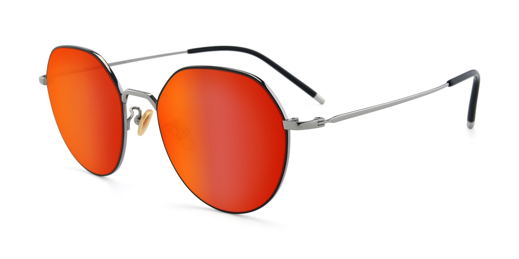 Angle of 90022 in Black-Silver with Red Gold Mirrored Lenses