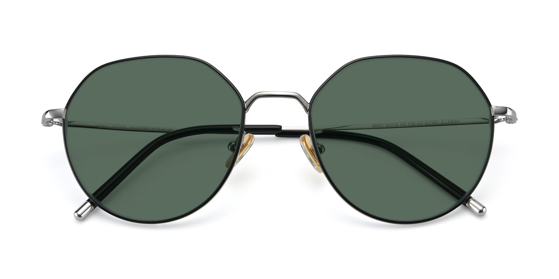 Folded Front of 90022 in Black-Silver with Green Polarized Lenses