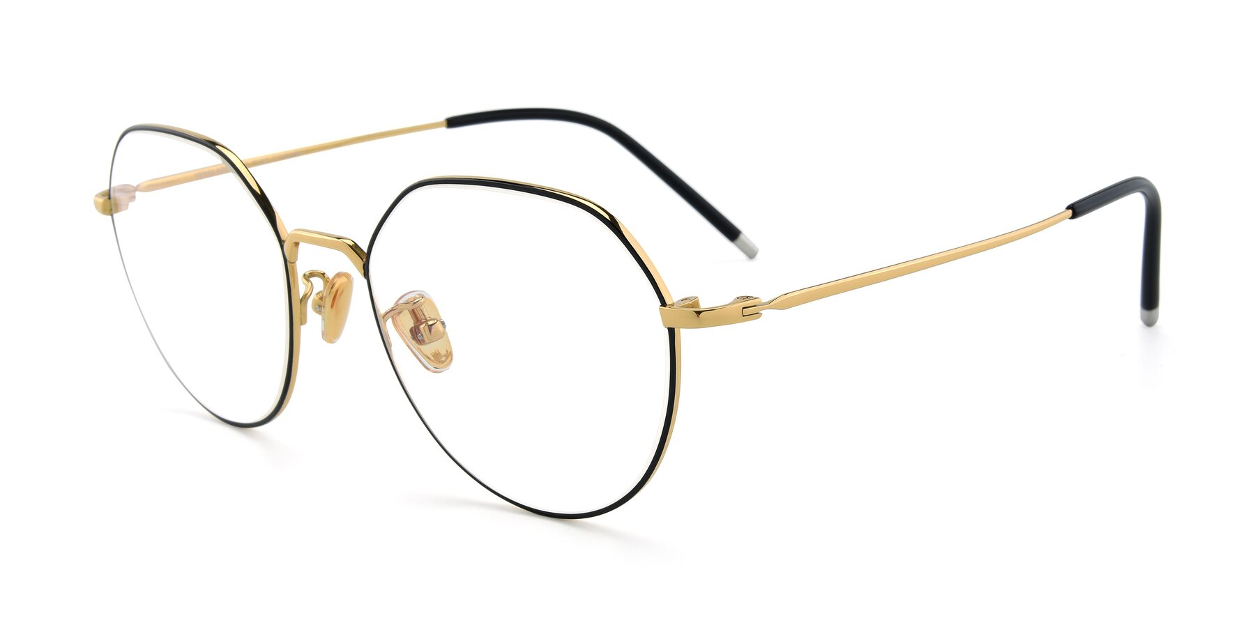 Angle of 90022 in Black-Gold with Clear Eyeglass Lenses