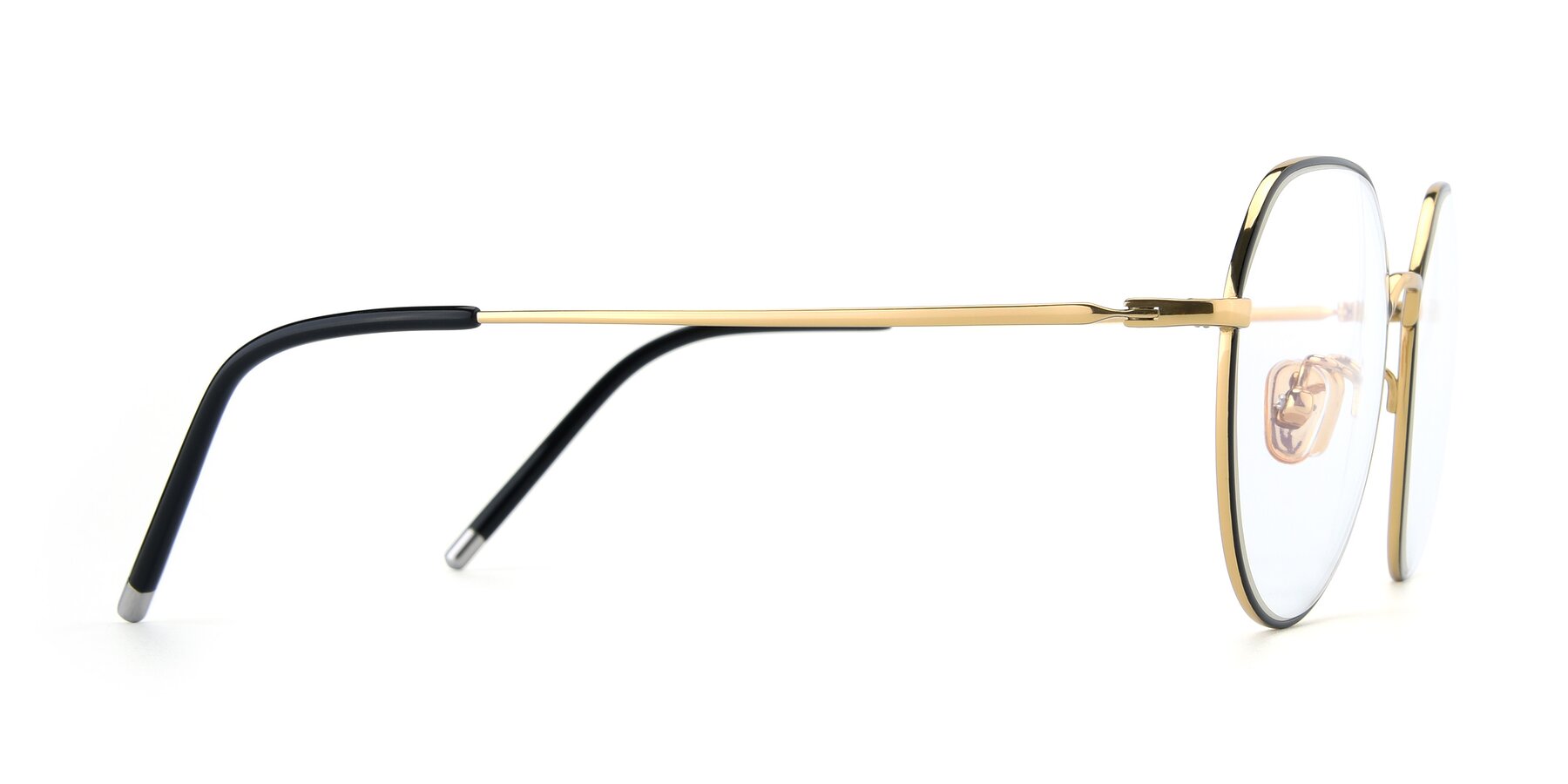 Side of 90022 in Black-Gold with Clear Eyeglass Lenses