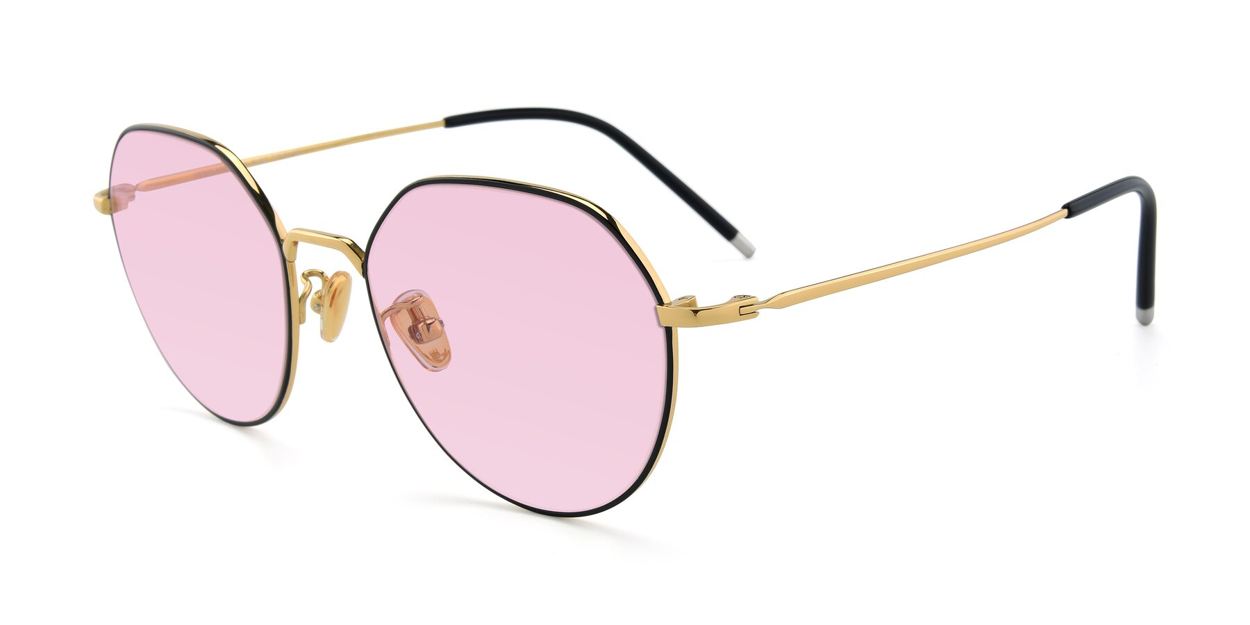 Angle of 90022 in Black-Gold with Light Pink Tinted Lenses