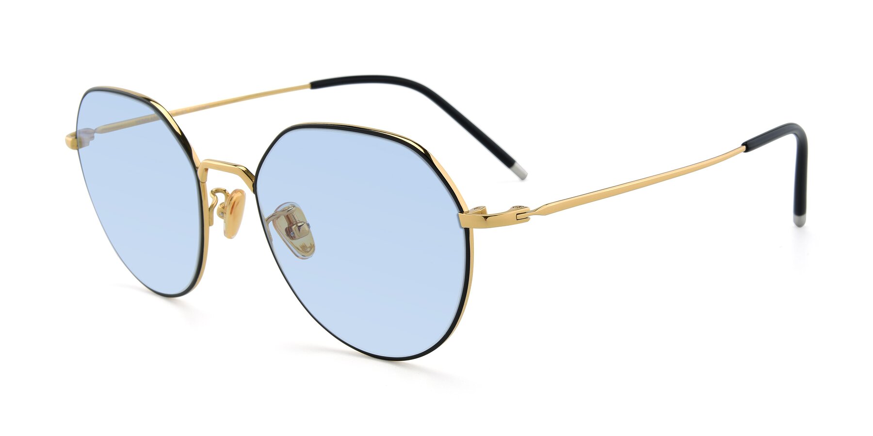 Angle of 90022 in Black-Gold with Light Blue Tinted Lenses