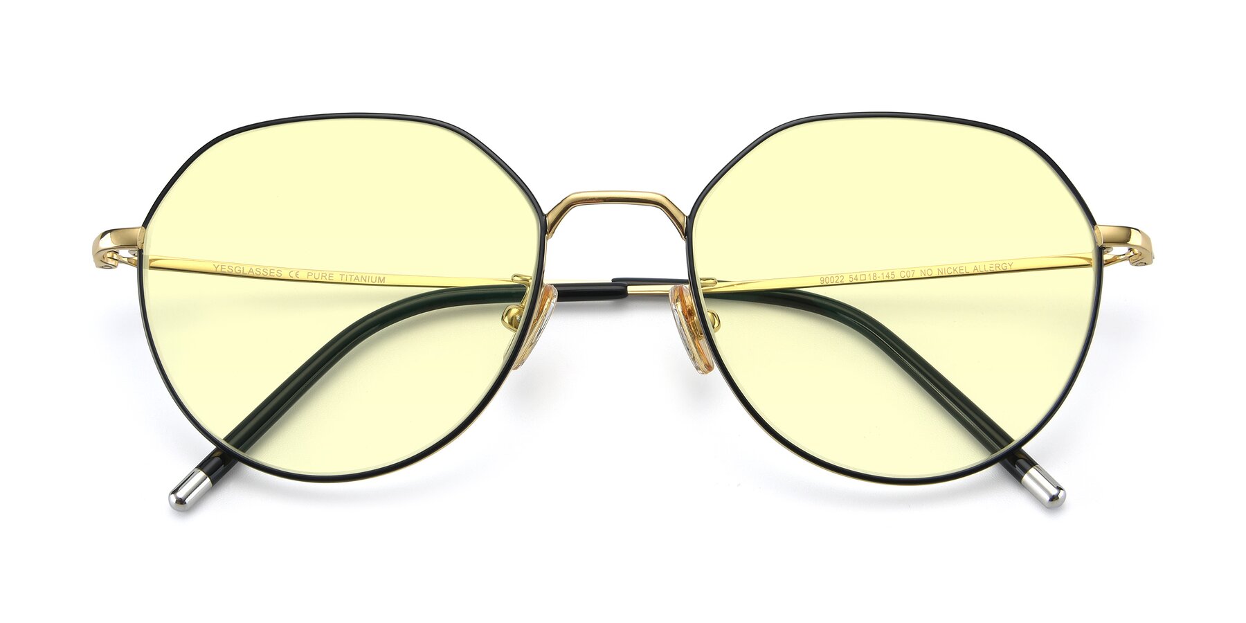 Folded Front of 90022 in Black-Gold with Light Yellow Tinted Lenses