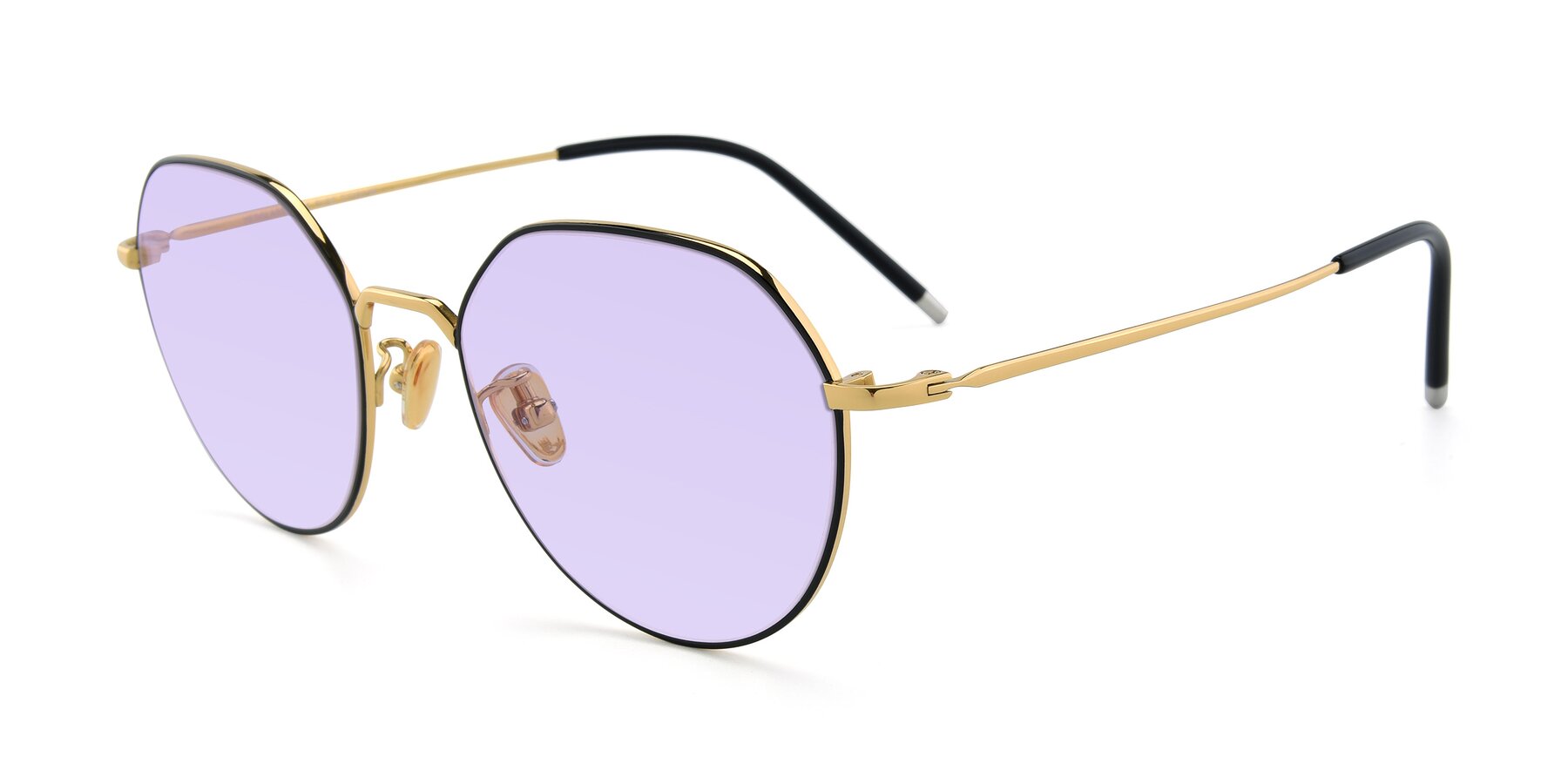 Angle of 90022 in Black-Gold with Light Purple Tinted Lenses