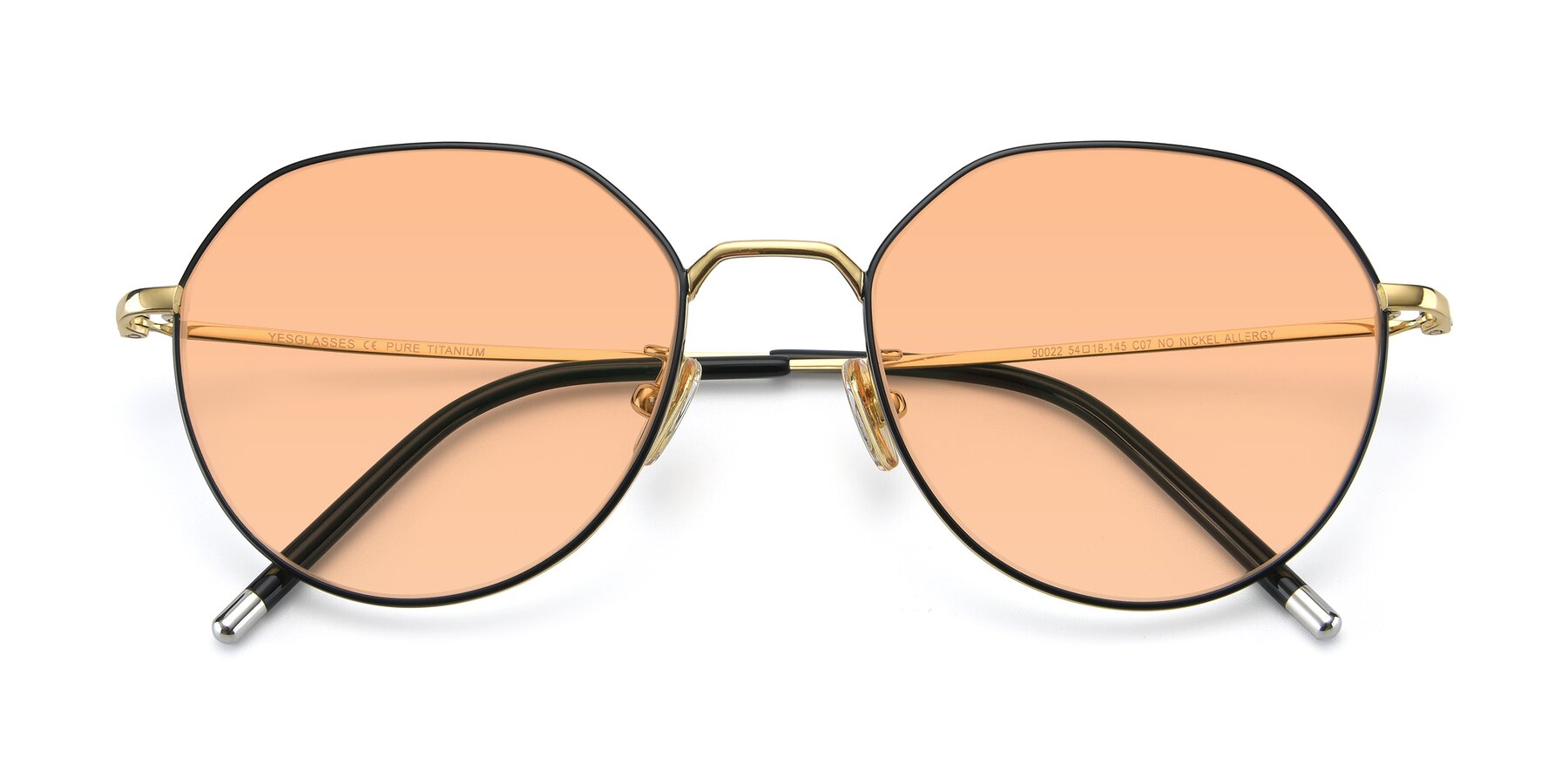 Folded Front of 90022 in Black-Gold with Light Orange Tinted Lenses