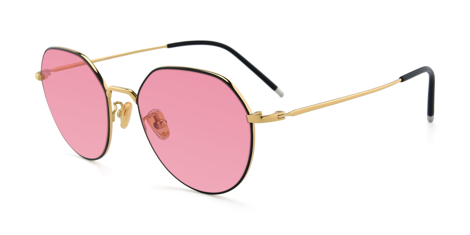 Angle of 90022 in Black-Gold with Pink Tinted Lenses
