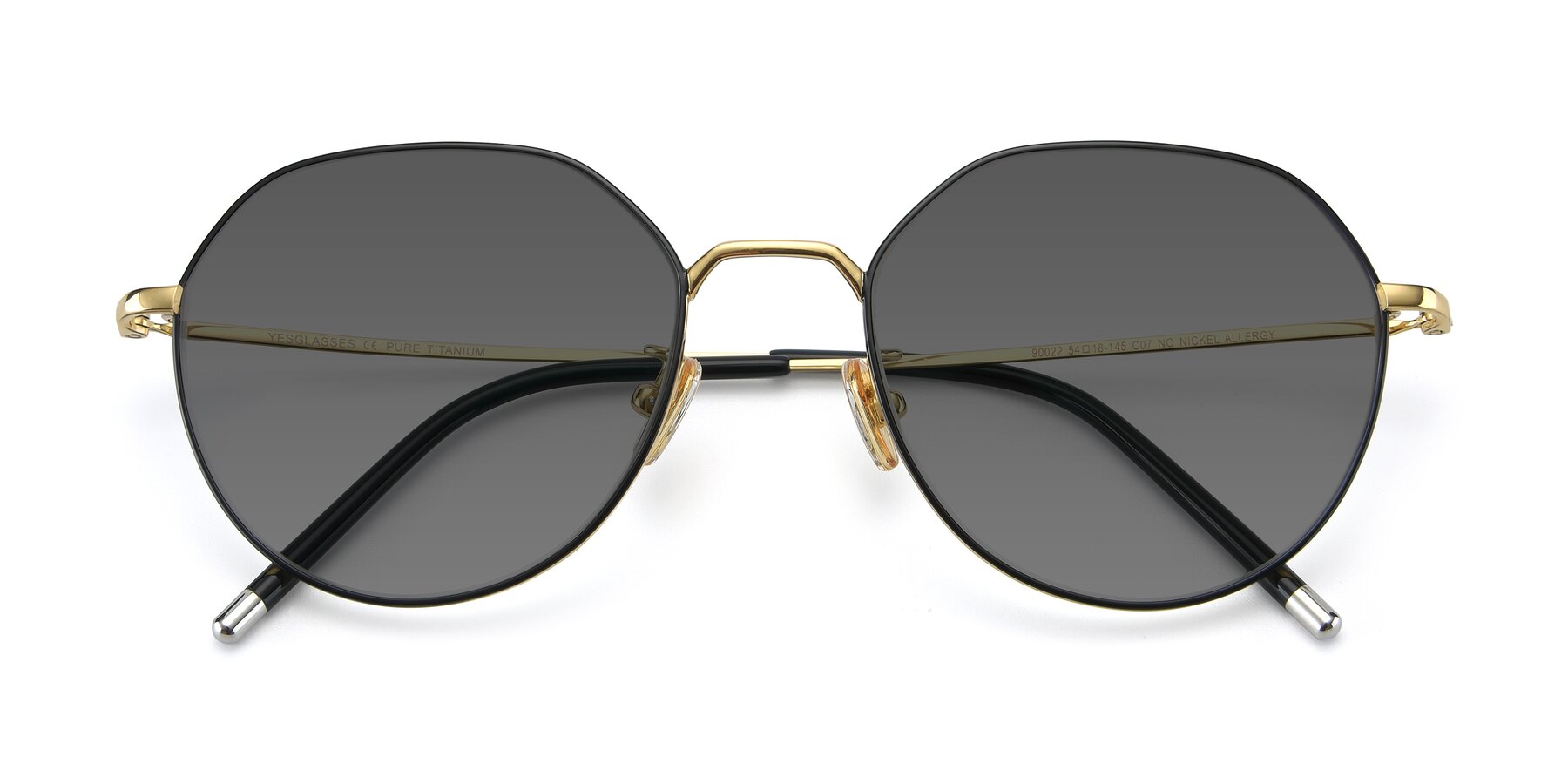 Folded Front of 90022 in Black-Gold with Medium Gray Tinted Lenses