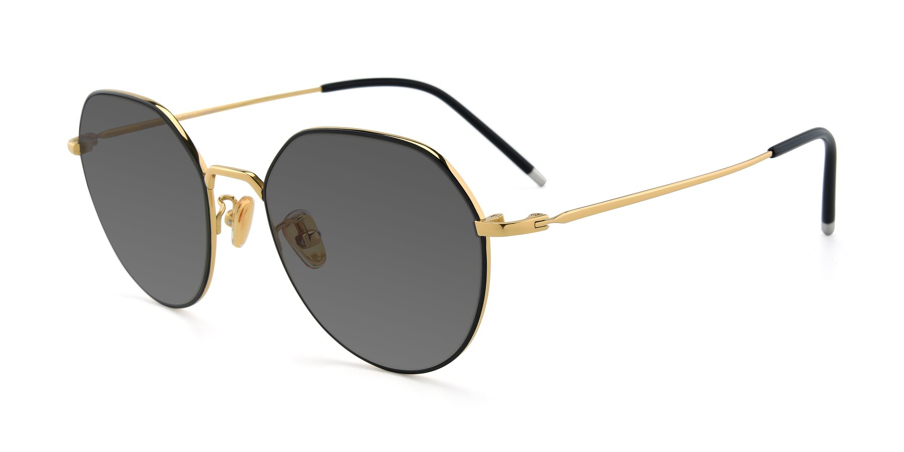 Angle of 90022 in Black-Gold with Medium Gray Tinted Lenses