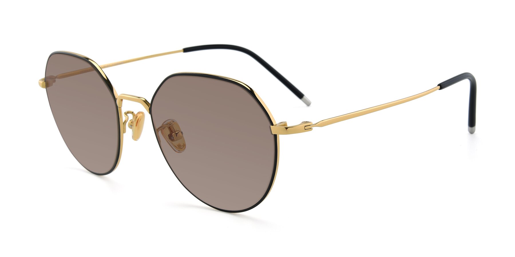 Angle of 90022 in Black-Gold with Medium Brown Tinted Lenses