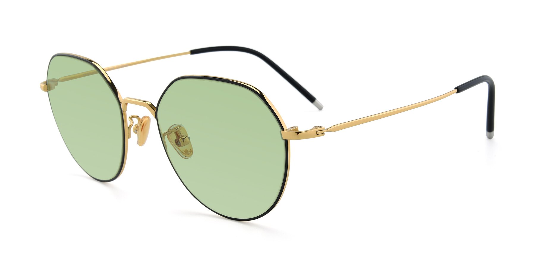 Angle of 90022 in Black-Gold with Medium Green Tinted Lenses