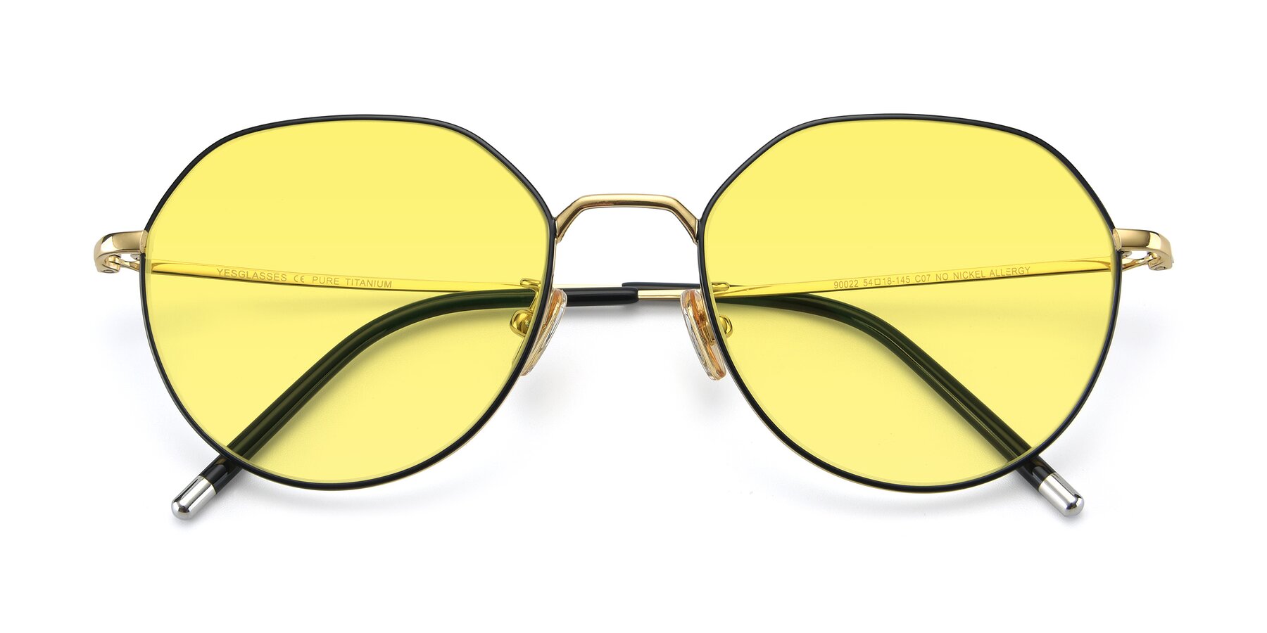 Folded Front of 90022 in Black-Gold with Medium Yellow Tinted Lenses