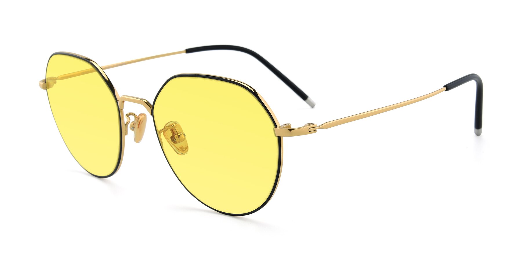 Angle of 90022 in Black-Gold with Medium Yellow Tinted Lenses