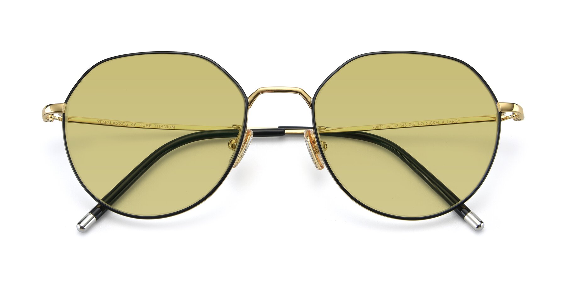 Folded Front of 90022 in Black-Gold with Medium Champagne Tinted Lenses