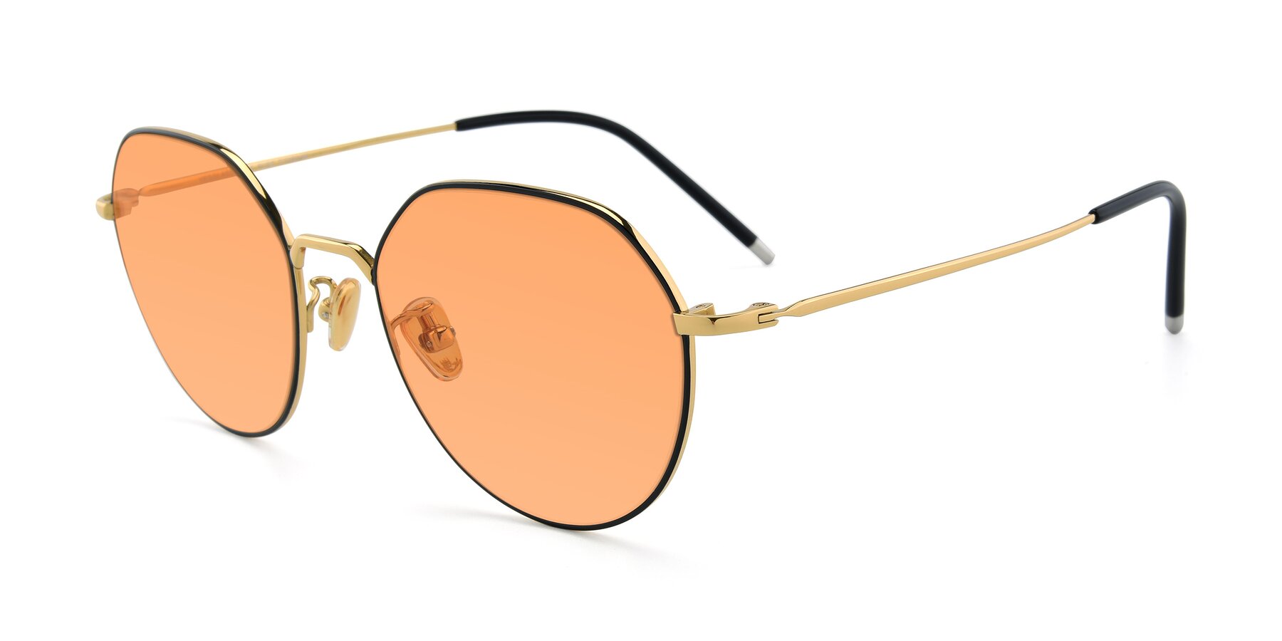 Angle of 90022 in Black-Gold with Medium Orange Tinted Lenses