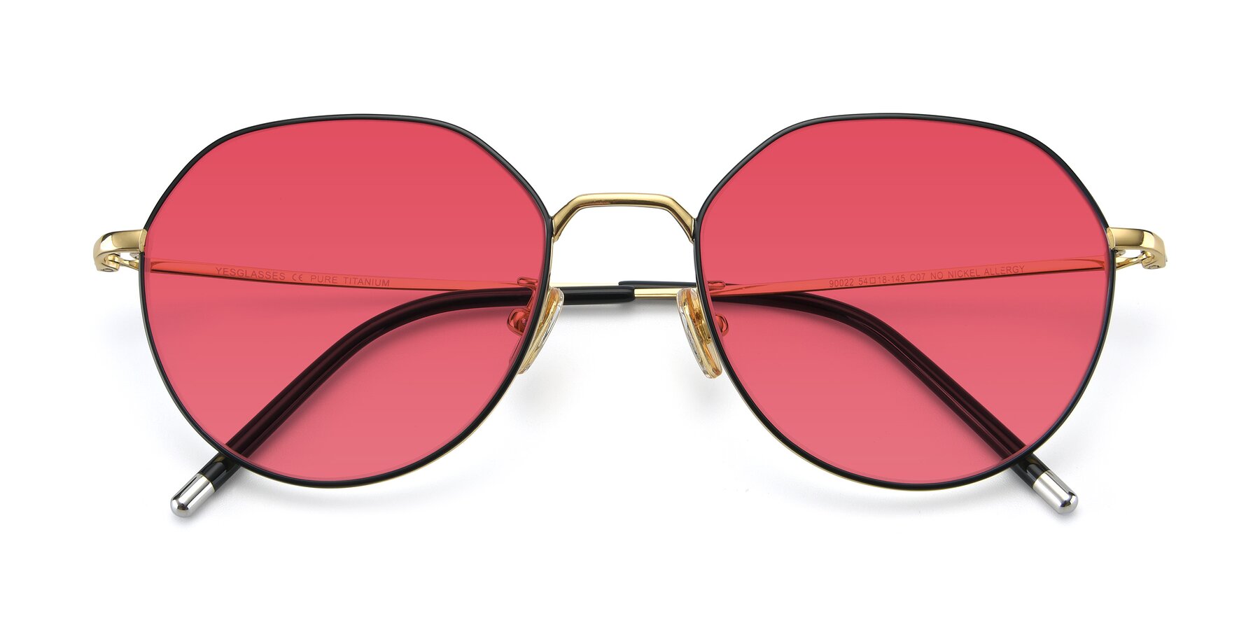 Folded Front of 90022 in Black-Gold with Red Tinted Lenses