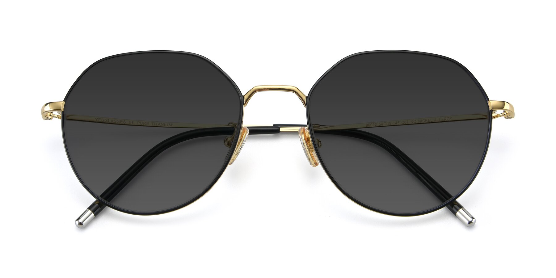 Folded Front of 90022 in Black-Gold with Gray Tinted Lenses