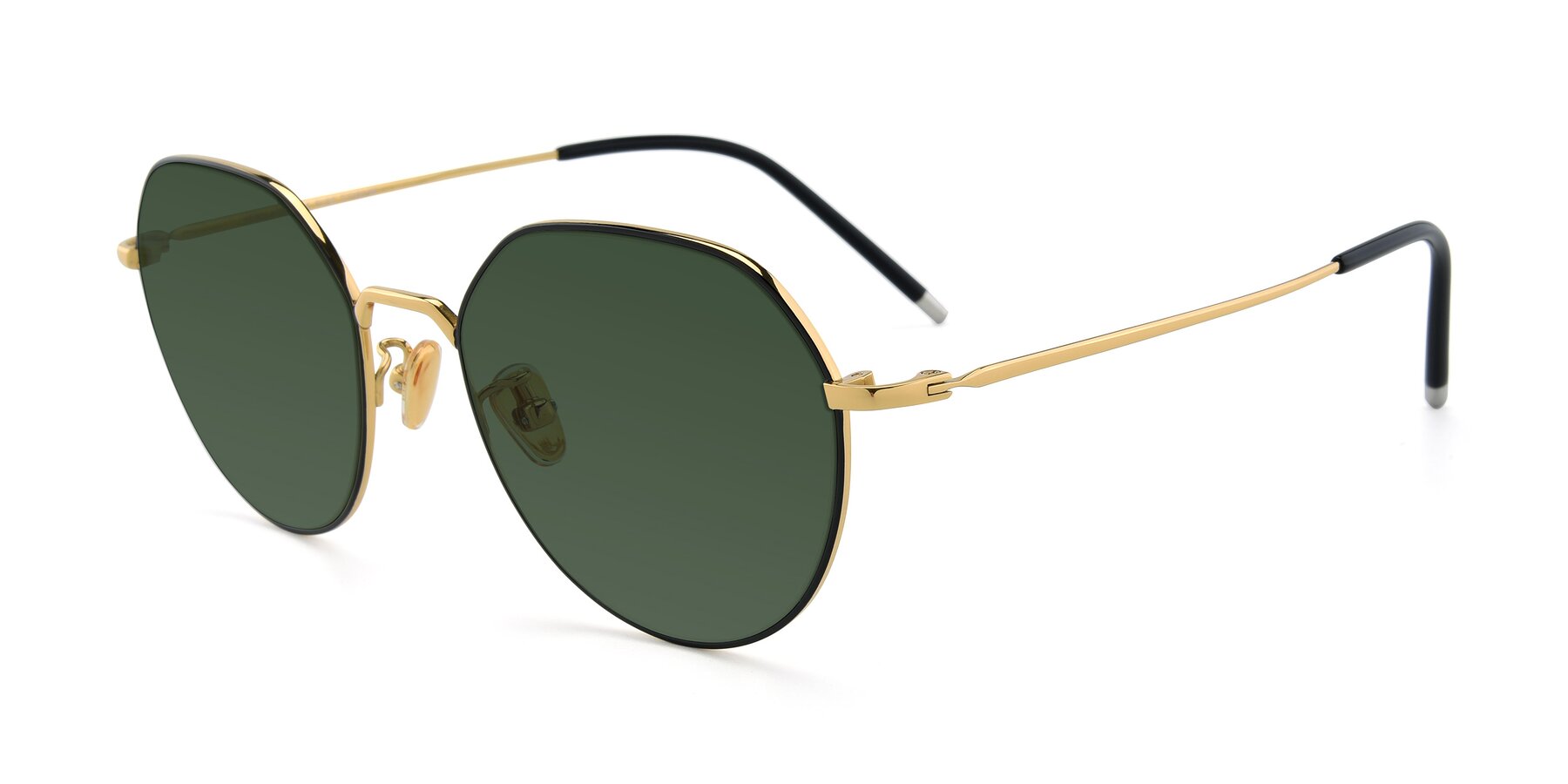 Angle of 90022 in Black-Gold with Green Tinted Lenses